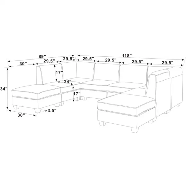 Prichard 8 - Piece Upholstered Sectional - Ela Emin Furniture